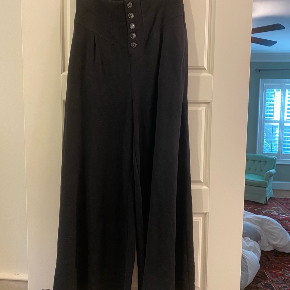 Anthropologie wide leg cotton button front pants